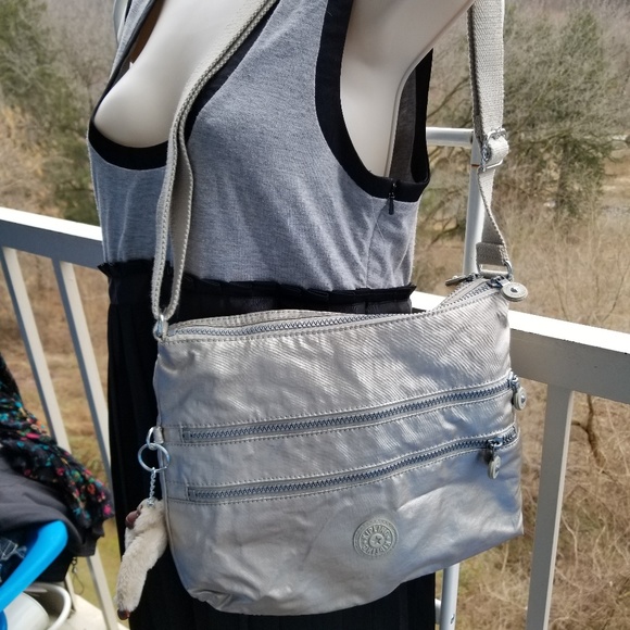 Kipling Iridescent Tan Crossbody Bag with Monkey - Picture 1 of 8